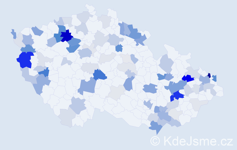 Příjmení: 'Roháč', počet výskytů 341 v celé ČR
