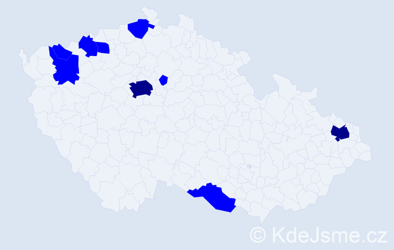 Příjmení: 'Thai', počet výskytů 11 v celé ČR