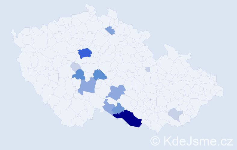 Příjmení: 'Weidenthaler', počet výskytů 45 v celé ČR