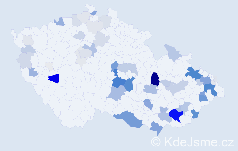 Příjmení: 'Soška', počet výskytů 231 v celé ČR
