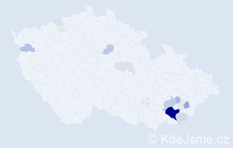 Příjmení: 'Katrňák', počet výskytů 69 v celé ČR