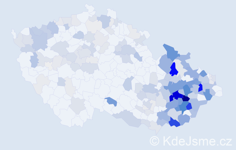 Příjmení: 'Baďurová', počet výskytů 664 v celé ČR