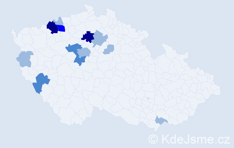 Příjmení: 'Vosmik', počet výskytů 23 v celé ČR