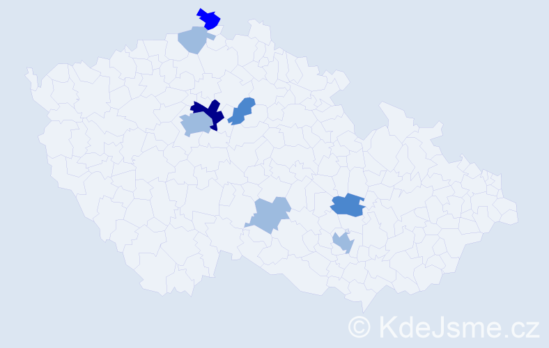 Příjmení: 'Vymer', počet výskytů 15 v celé ČR