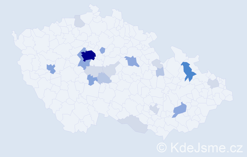Příjmení: 'Kodeda', počet výskytů 56 v celé ČR