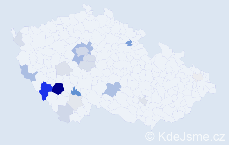 Příjmení: 'Knetl', počet výskytů 67 v celé ČR