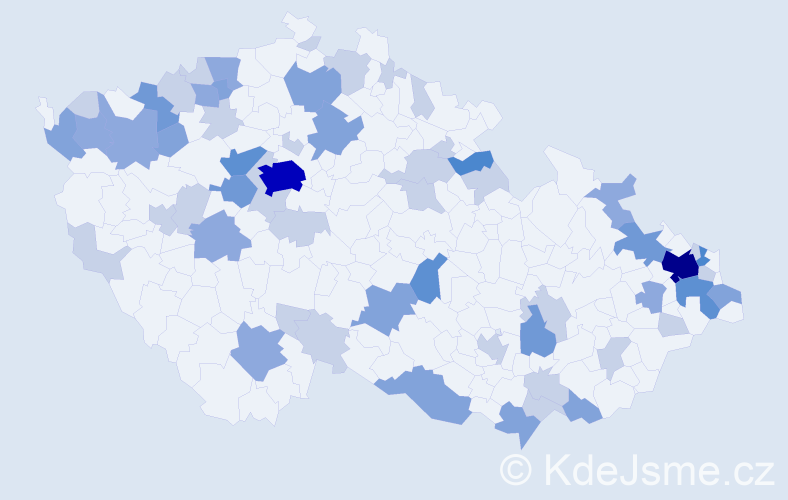 Příjmení: 'Takácsová', počet výskytů 140 v celé ČR