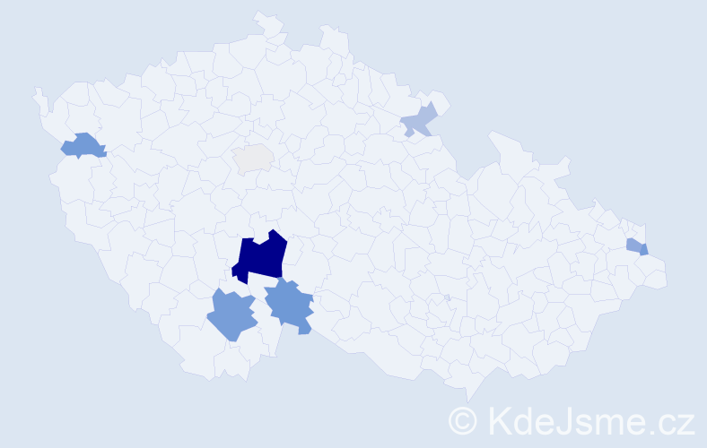 Příjmení: 'Aujezdecká', počet výskytů 21 v celé ČR
