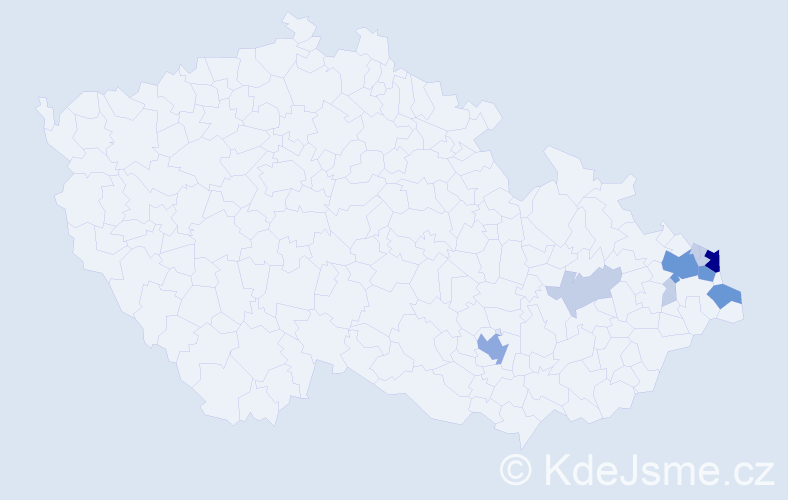 Příjmení: 'Mrajca', počet výskytů 29 v celé ČR