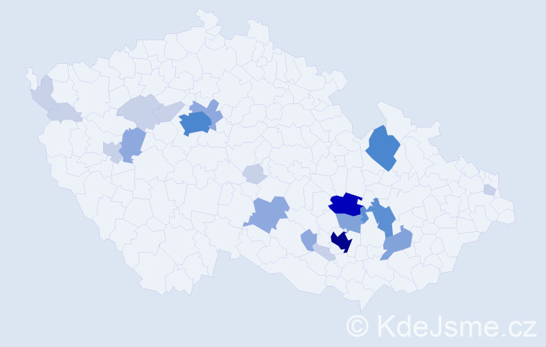 Příjmení: 'Cveček', počet výskytů 62 v celé ČR