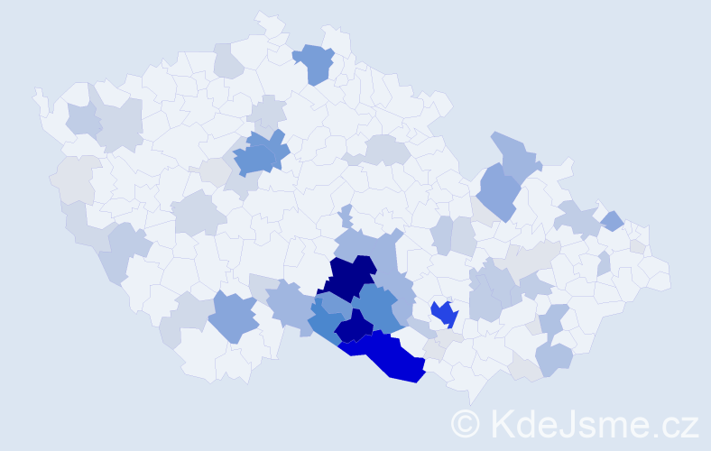 Příjmení: 'Nevrkla', počet výskytů 292 v celé ČR