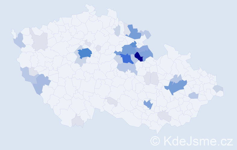 Příjmení: 'Izák', počet výskytů 152 v celé ČR