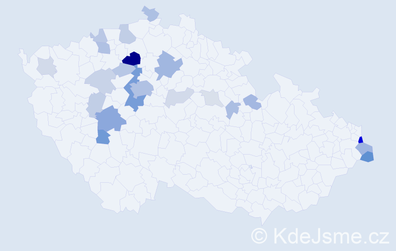 Příjmení: 'Tydlitát', počet výskytů 64 v celé ČR
