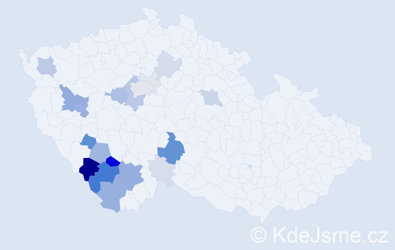 Příjmení: 'Bláhovec', počet výskytů 78 v celé ČR