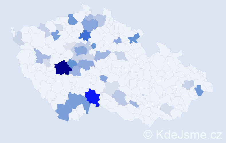 Příjmení: 'Kulovaná', počet výskytů 143 v celé ČR