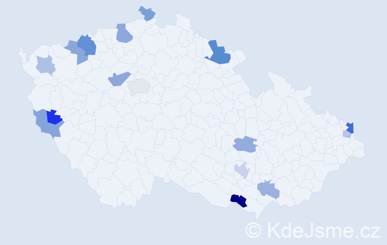 Příjmení: 'Pálinkášová', počet výskytů 28 v celé ČR