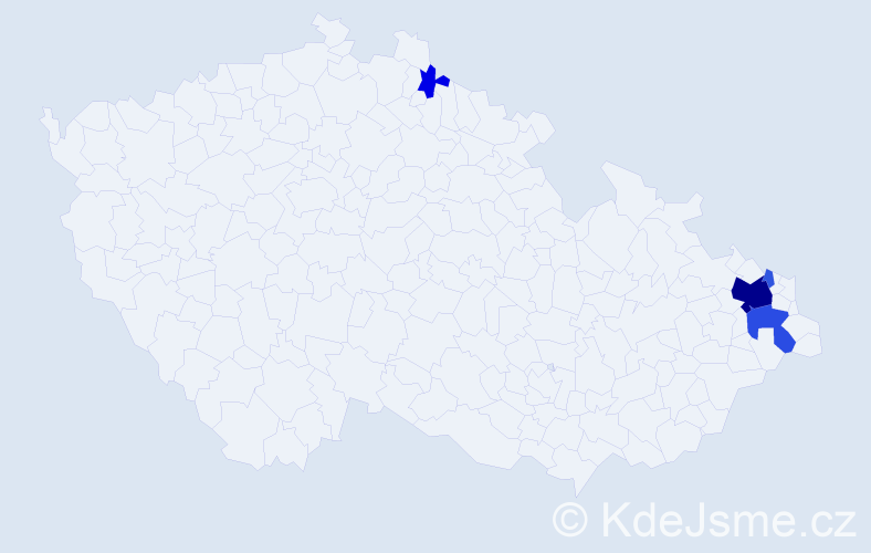 Příjmení: 'Teda', počet výskytů 16 v celé ČR