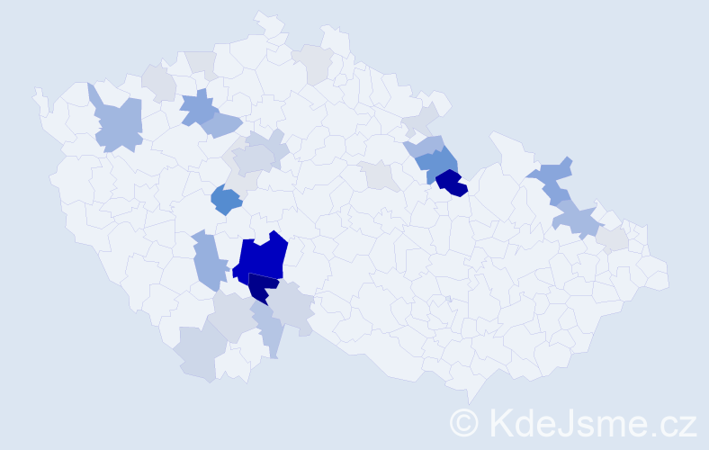 Příjmení: 'Sedloň', počet výskytů 92 v celé ČR