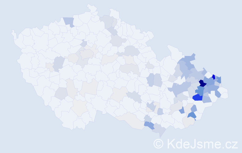 Příjmení: 'Rusek', počet výskytů 386 v celé ČR