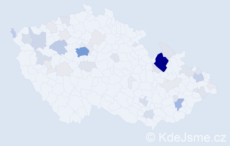 Příjmení: 'Banková', počet výskytů 151 v celé ČR