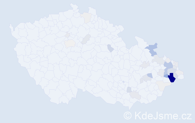 Příjmení: 'Pavlisková', počet výskytů 148 v celé ČR