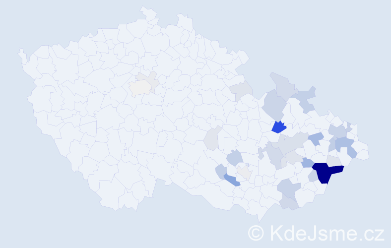 Příjmení: 'Galda', počet výskytů 135 v celé ČR