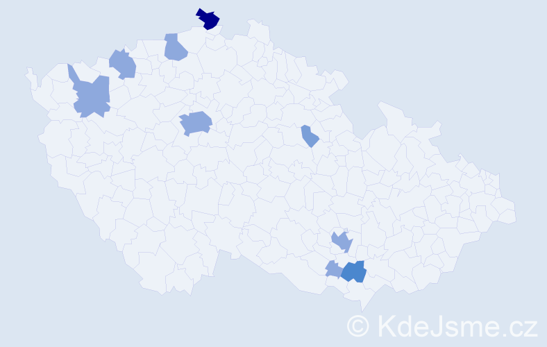 Příjmení: 'Wenischová', počet výskytů 18 v celé ČR