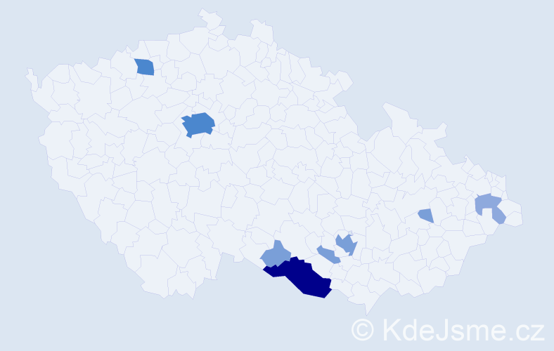 Příjmení: 'Hussová', počet výskytů 22 v celé ČR