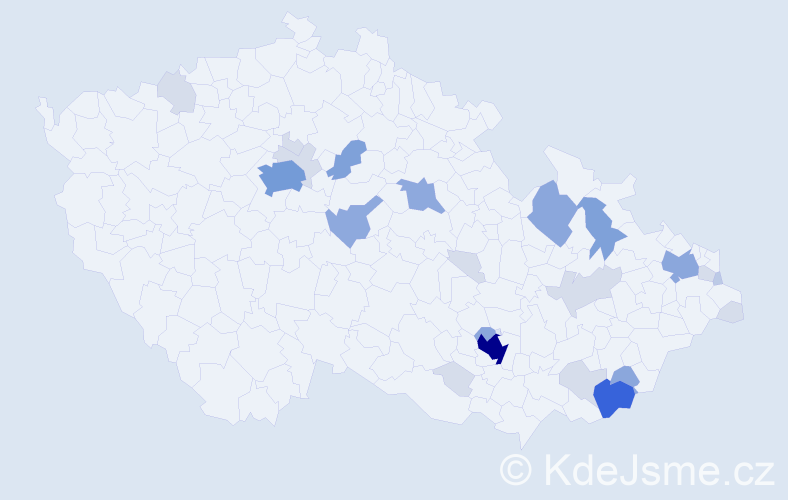 Příjmení: 'Piják', počet výskytů 79 v celé ČR