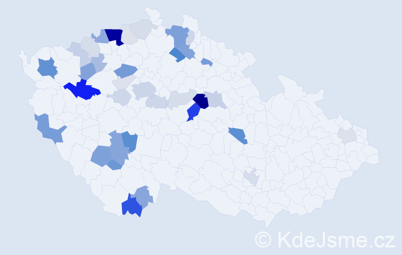 Příjmení: 'Perner', počet výskytů 108 v celé ČR