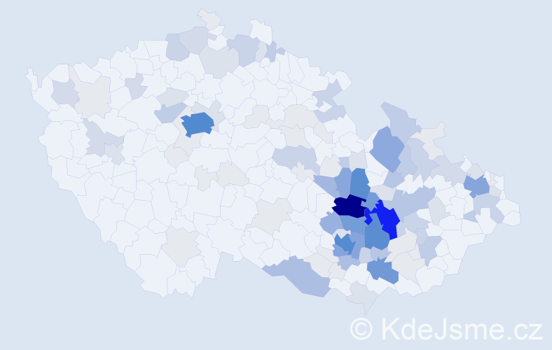 Příjmení: 'Klíč', počet výskytů 458 v celé ČR