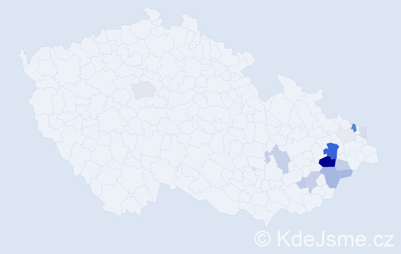 Příjmení: 'Kunetek', počet výskytů 40 v celé ČR