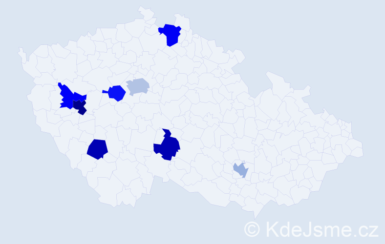 Příjmení: 'Ukrayinets', počet výskytů 12 v celé ČR