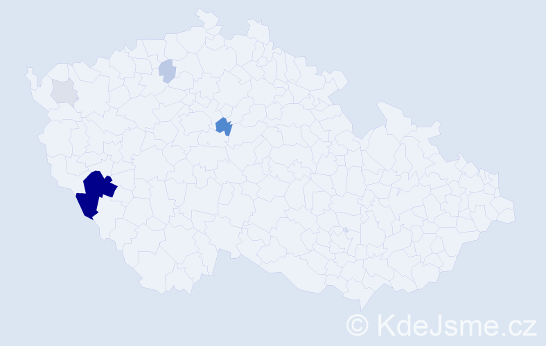 Příjmení: 'Huc', počet výskytů 22 v celé ČR
