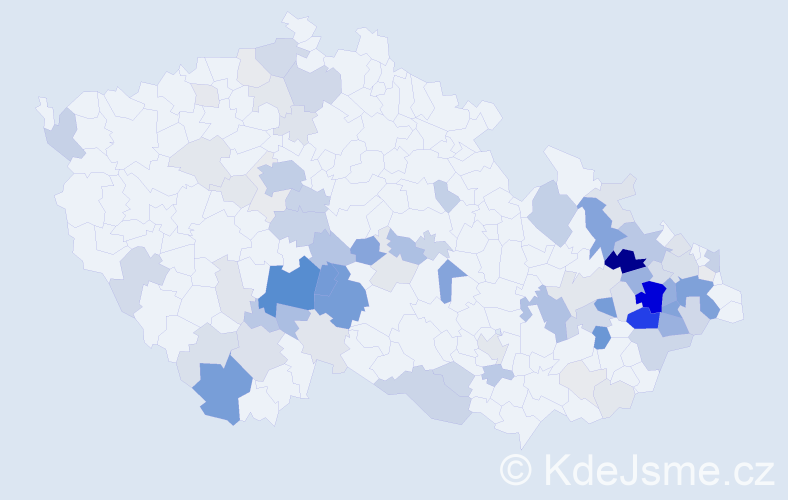 Příjmení: 'Sváčková', počet výskytů 278 v celé ČR