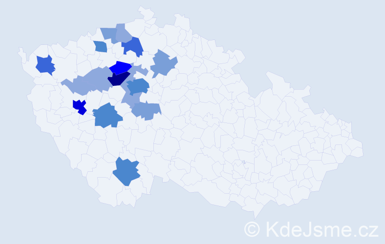 Příjmení: 'Urie', počet výskytů 50 v celé ČR