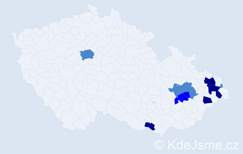Příjmení: 'Gaďourek', počet výskytů 20 v celé ČR