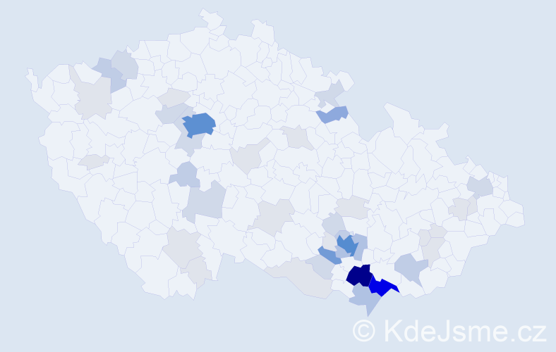 Příjmení: 'Prátová', počet výskytů 152 v celé ČR
