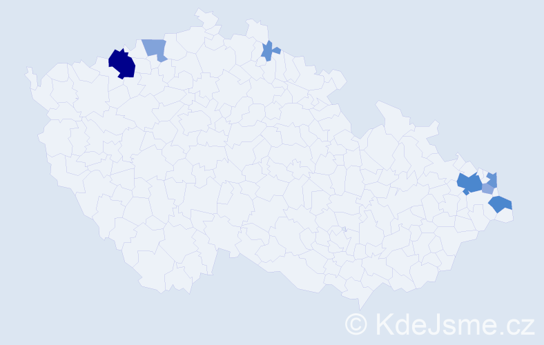 Příjmení: 'Pieterová', počet výskytů 25 v celé ČR