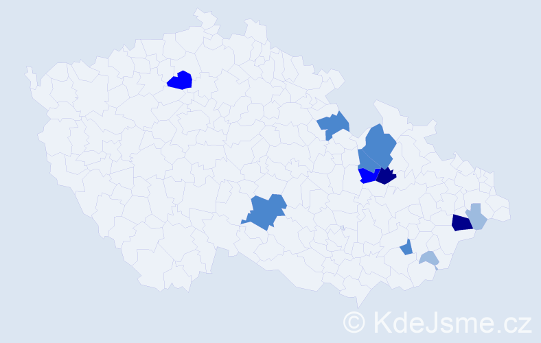 Příjmení: 'Maneth', počet výskytů 26 v celé ČR
