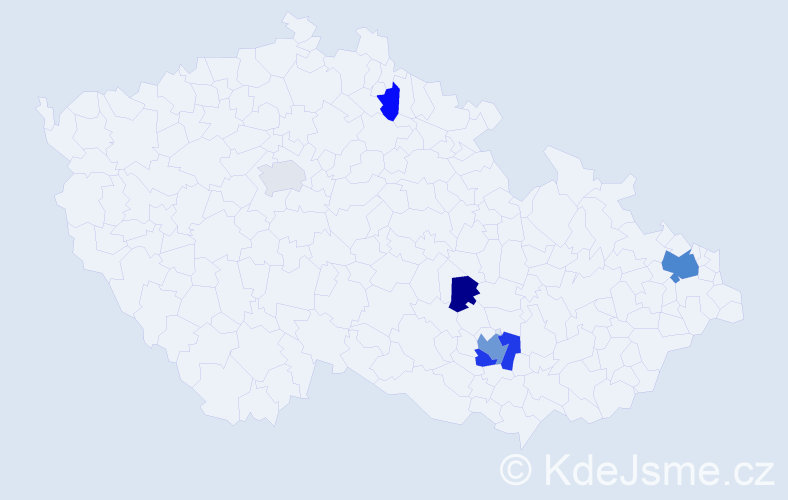 Příjmení: 'Vápeníčková', počet výskytů 14 v celé ČR