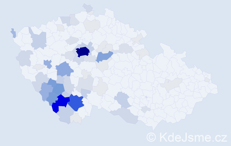 Příjmení: 'Podlešáková', počet výskytů 270 v celé ČR