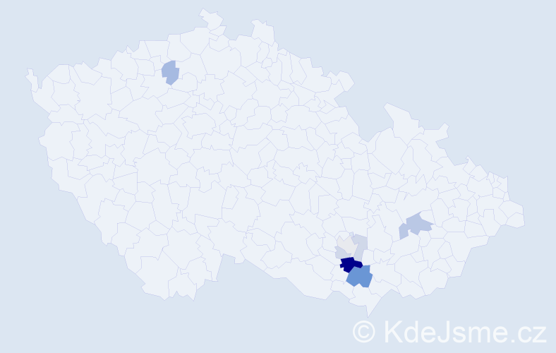 Příjmení: 'Vudková', počet výskytů 15 v celé ČR