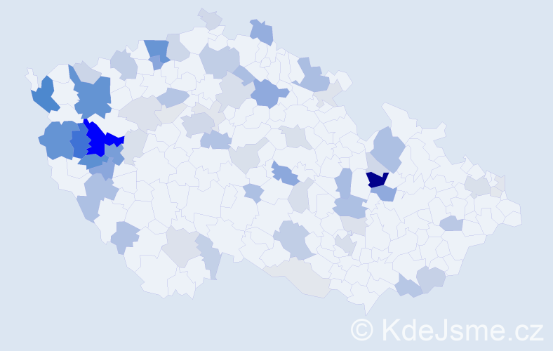 Příjmení: 'Václav', počet výskytů 199 v celé ČR