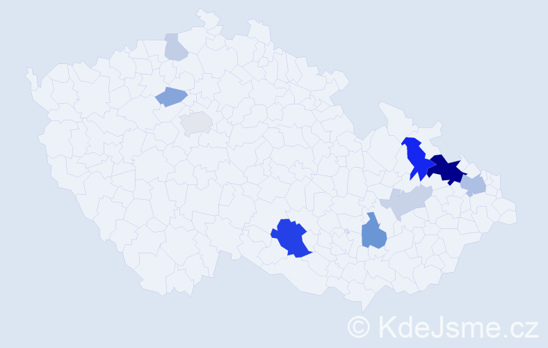 Příjmení: 'Ivancová', počet výskytů 27 v celé ČR