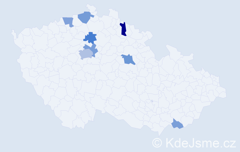 Příjmení: 'Kalfař', počet výskytů 22 v celé ČR