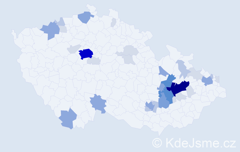 Příjmení: 'Peč', počet výskytů 110 v celé ČR