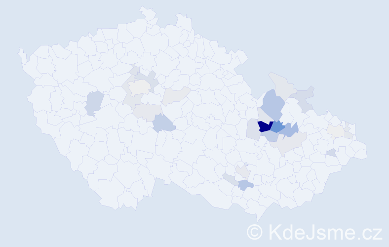 Příjmení: 'Motlíčková', počet výskytů 71 v celé ČR