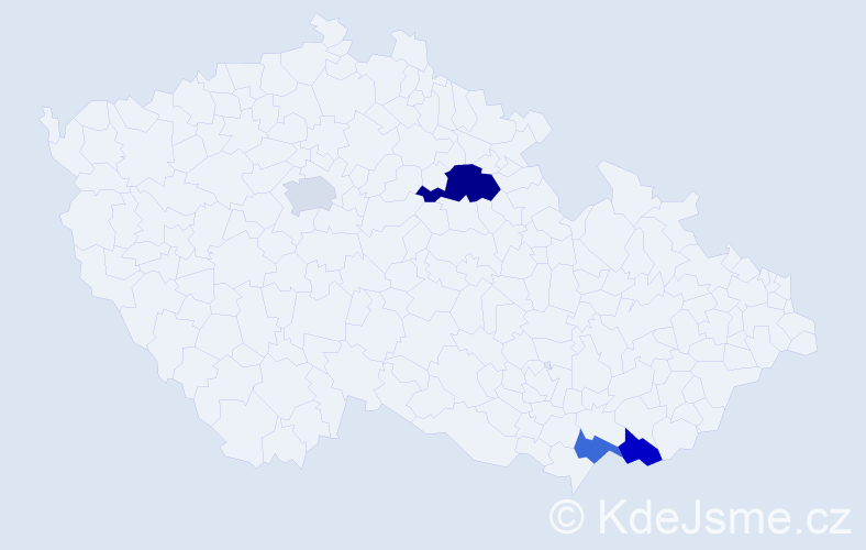 Příjmení: 'Hoďovská', počet výskytů 6 v celé ČR