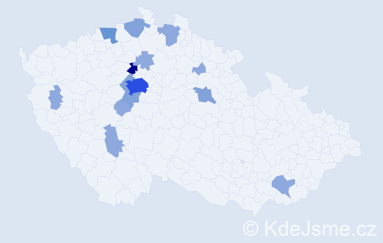 Příjmení: 'Pojkarová', počet výskytů 29 v celé ČR